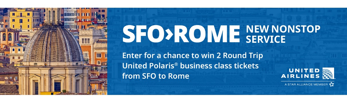 2023 United-SFO Rome Sweepstakes - Enter For Chance To Win A Trip To Rome