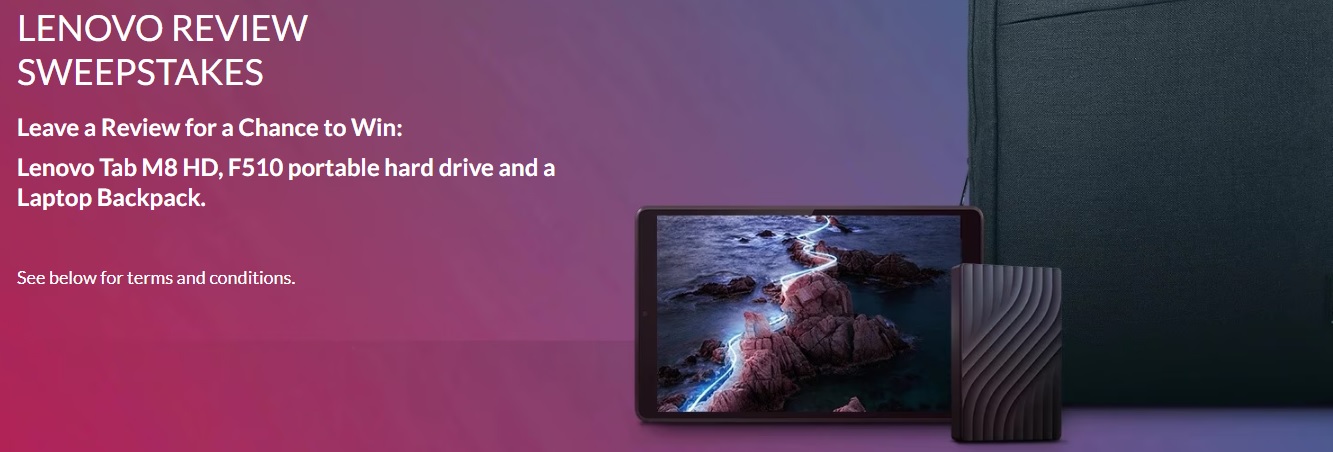 Lenovo Reviews 2023 Sweepstakes - Chance To Win Free Lenovo Tab M8 HD Laptop