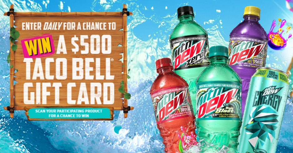 Pepsi-Cola Summer of MTN Dew Baja Blast Sweepstakes - Chance To Win Free $500 Gift Cards