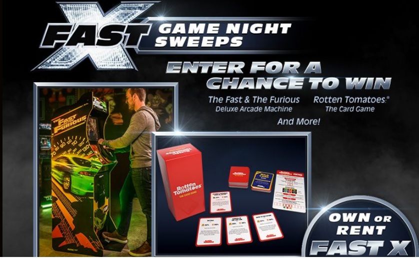 Universal Pictures Fast X Game Night Sweepstakes - Chance To Win Free Deluxe Arcade Machine