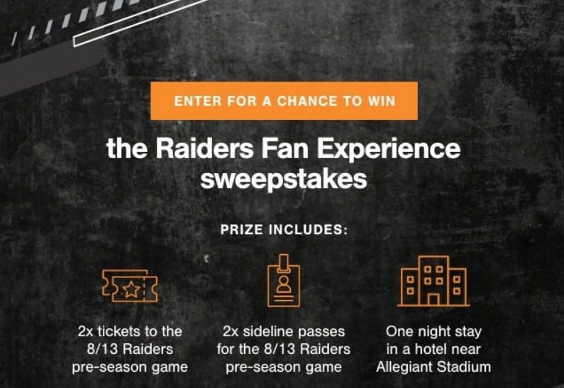 Ashley Las Vegas Raiders Fan Experience Sweepstakes - Chance To Win Free Game Tickets