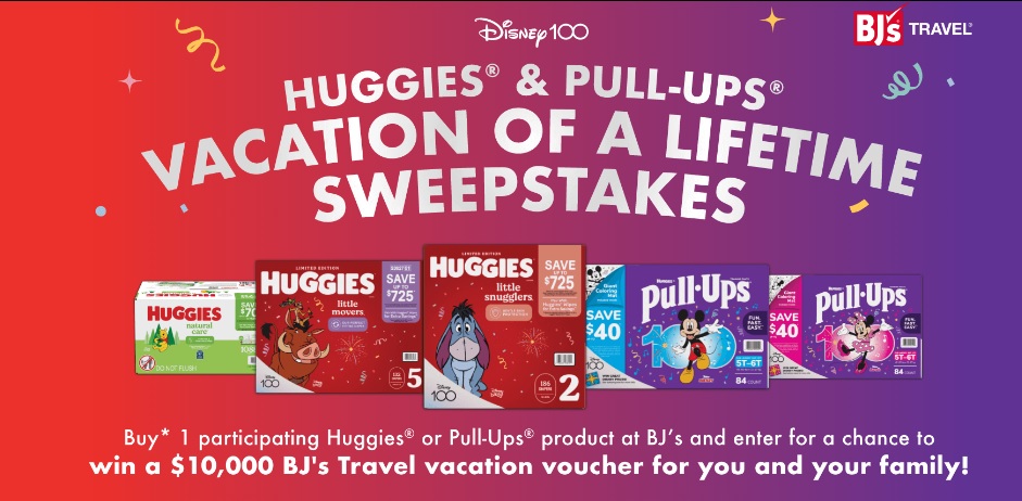 Huggies Pull-Ups Vacation Of A Lifetime Sweepstakes - Chance To Win Free $10,000 Bjs Travel Voucher